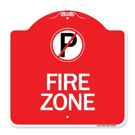 Designer Series Sign-No Parking Symbol, Red & White Aluminum Architectural Sign